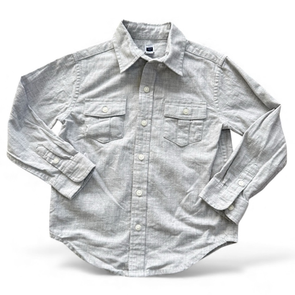 Janie and Jack Light Gray Collared Button Down Toddler Shirt size 4